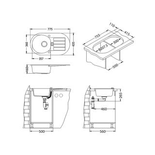 Кухонная мойка Alveus 1076859 Niagara 40 Granital Beige - G55  78x43.5