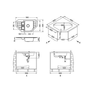 Кухонная мойка Alveus 1090940 Niagara 60 Granital Carbon-G91 90x50