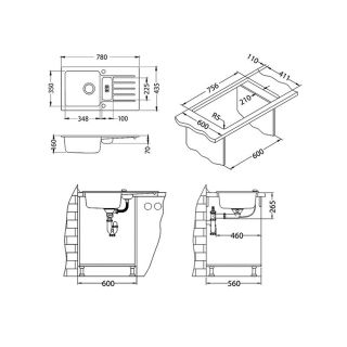 Кухонная мойка Alveus 1089486 Niagara 70 Granital Beige-G55 78x43.5