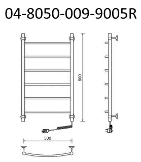 Полотенцесушитель электрический Маргроид В4 Р80*50 чёрный матовый 04-8050-1033-9005R