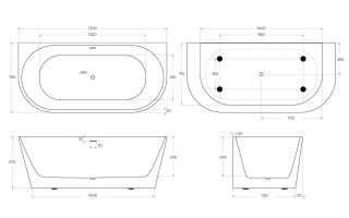 Акриловая ванна BelBagno BB710-1700-800 без гидромассажа 170x79 см
