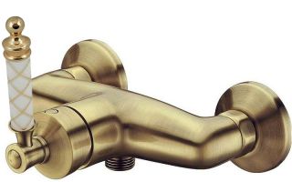 Смеситель для душа Boheme Vogue  Murano, белое_Комплект бронза