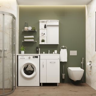 Шкаф-зеркало с подсветкой Onika Карина 205513 правый 55см белый