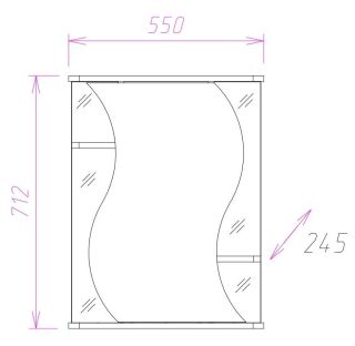 Шкаф-зеркало с подсветкой Onika Лилия 205518 левый 55см белый