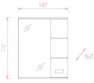 Шкаф-зеркало с подсветкой Onika Балтика 205816 правый 58см белый