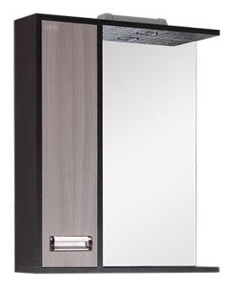 Шкаф-зеркало с подсветкой Onika Гамма 205827 левый 58см ясень шимо/венге