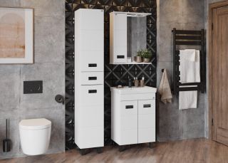 Шкаф-зеркало с подсветкой Onika Балтика Black 205848 левый 58см белый