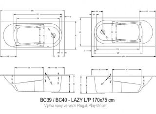 Акриловая ванна Riho Lazy Plug and Play B079005005 R 170х75см белый