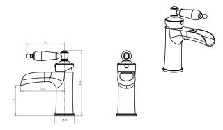 Смеситель для раковины Boheme Vogue золото Murano, черное_Комплект золото