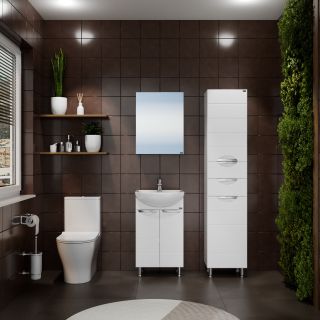 Напольный шкаф-пенал Санта Родос 506005 40 см с бельевой корзиной белый