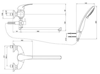 Смеситель для ванны Paini Smile 39CR112P19CAKM хром