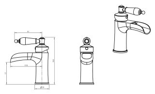 Смеситель для раковины Boheme Vogue хром Murano, рубиновое_Комплект хром