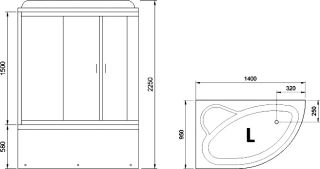 Душевой бокс Royal Bath ALP левый стекло матовое 140x95см RB140ALP-C-L
