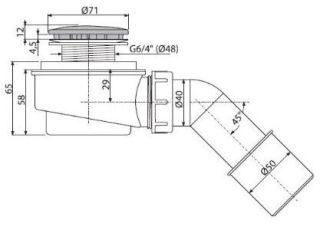 Выпускной комплект для душевого поддона AlcaPlast хромированный пластик A471CR-50