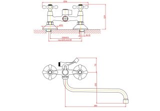 Смеситель для ванны/душа Orange Classic Pro M72-222cr с душевым набором