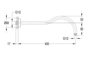 Кронштейн душевой Omnires Armance 40см хром RA06CR