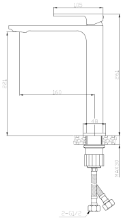 Смеситель для раковины Orange Lutz M04-121cr