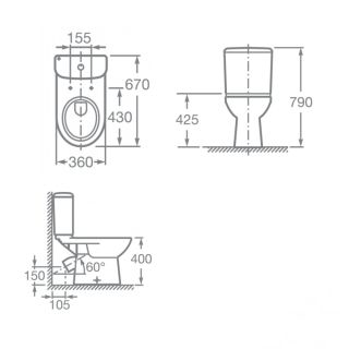 Унитаз-компакт Roca Access 34P23900Y напольный Soft Close