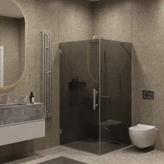 Душевой уголок на петлях by Deonria U-100-99-8-G-B3 90x89см хром глянцевый/графит