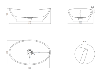Накладная раковина Salini Noemi S-Stone 1101203SM 56см белый матовый