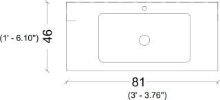 Раковина Armadi Art Vallessi 80см керамика антрацит глянец 838-080-B