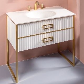 Тумба под раковину Armadi Art Monaco 100см белый/золото 866-100-WG