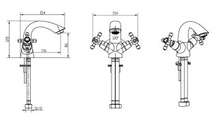 Смеситель для раковины Boheme ROYAL CRYSTAL black, Комплект хром