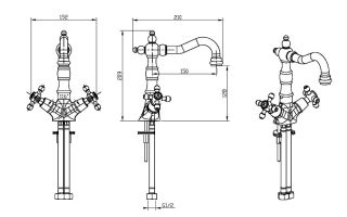 Смеситель для раковины Boheme TRADIZIONALE CHROMO  SW_Комплект хром
