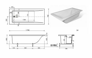 Ванна из литьевого мрамора Эстет Дельта 170А ФР-00000651 170x70см белый