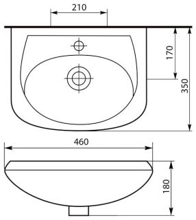 Мебельная раковина Rosa Уют 45 см белый