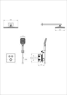 Душевой комплект Wonzon & Woghand WW-D2017-B-BGG с термостатом тёмный графит