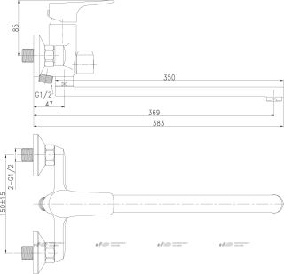 Смеситель для ванны Rossinka RS32-32 Хром