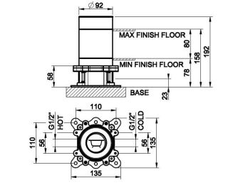 Скрытая часть напольного отдельностоящего смесителя для раковины/ванны Gessi 46189.031