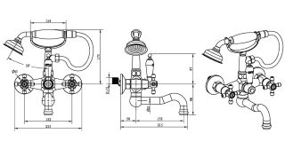 Смеситель для  ванны Boheme (душевой комплект) TRADIZIONALE ORO с черными SW_Комплект золото