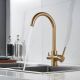 Смеситель для кухни Shevanik S128G с подключением фильтра золотой сатин
