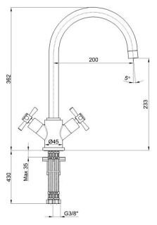 Смеситель для кухни E.C.A. Quadrille 102808488EX золото