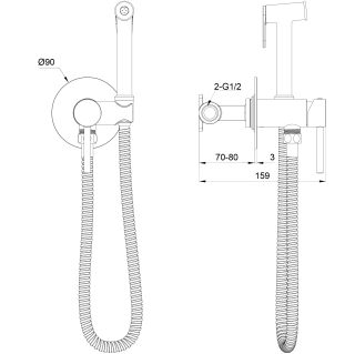 Гигиенический душ со смесителем Wonzon & Woghand Stick WW-88829902-BGM тёмный графит