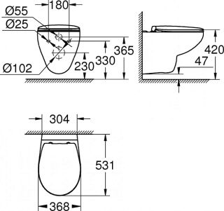 Унитаз подвесной Grohe Bau Ceramic 39351000 белый