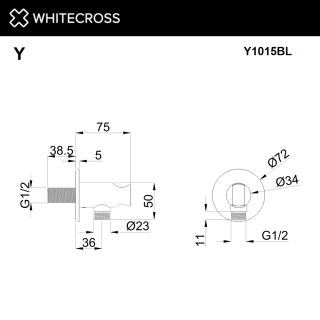 Угловой соединительный элемент с держателем лейки WHITECROSS Y1015GL золото