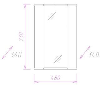 Шкаф-зеркало Onika Модерн 303402 угловой 34см белый
