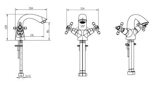 Смеситель для раковины Boheme ROYAL CRYSTAL black, бронза_Комплект бронза