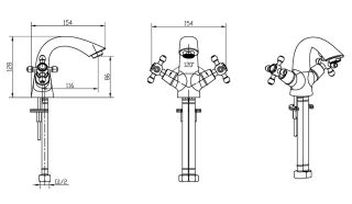 Смеситель для раковины Boheme MEDICI Presente SW_Комплект бронза