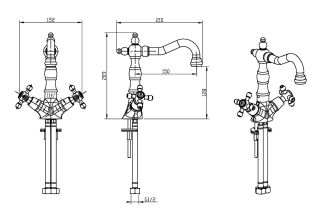 Смеситель для раковины Boheme высокий с ручками Provance бронза