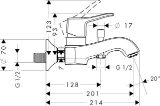 Смеситель Hansgrohe Metris Classic 31478000 для ванны
