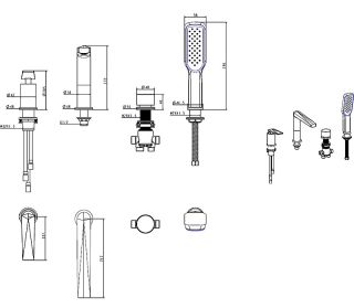 Смеситель на борт ванны Boheme Venturo 370-SGM антрацит глянец
