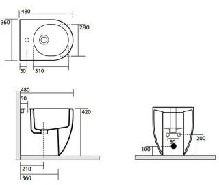 Биде напольное Kerasan Flo 312101*1 Белое