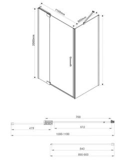 Душевой уголок Vincea Extra VSR-1E101190CL 100/110 x 90 см