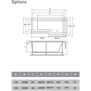 Акриловая ванна Vayer Options 165x85 L Гл000023294 без гидромассажа
