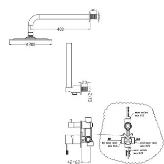 Душевая система Boheme Uno 464-BCR чёрный/хром