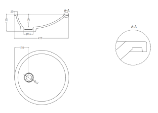 Встраиваемая раковина Salini Marea 08 S-Stone 1802208MRF 42см RAL